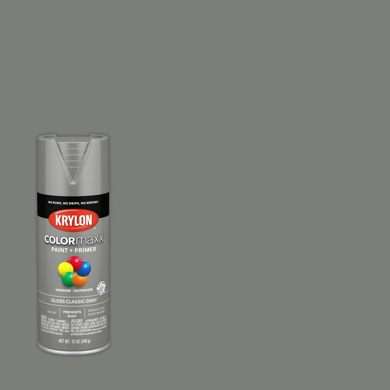 Krylon K05513007 COLORmaxx Spray Paint and Primer for Indoor/Outdoor Use, Gloss Classic Gray, 12 Ounce (Pack of 1) - Image 2